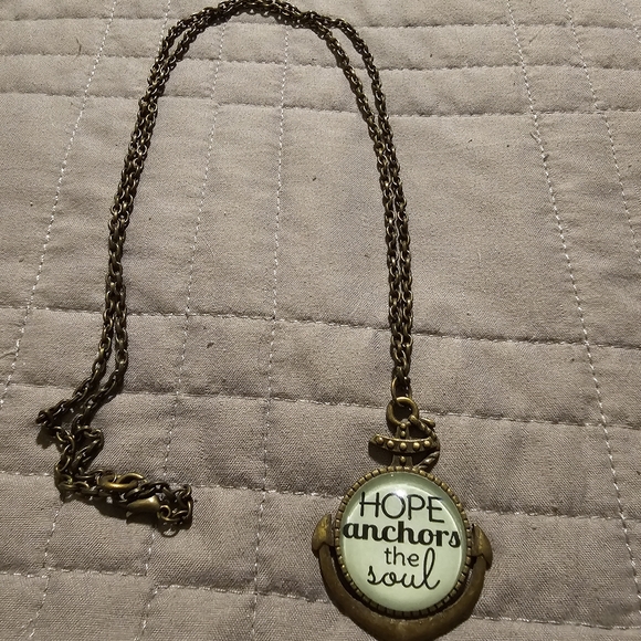 Antique Bronze Inspirational Necklace with Anchor Design (Hope Anchors The Soul) - Picture 1 of 1